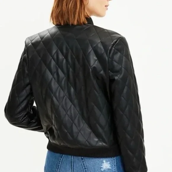 LOFT Black Quilted Women's Bomber Jacket - Picture 2 of 13